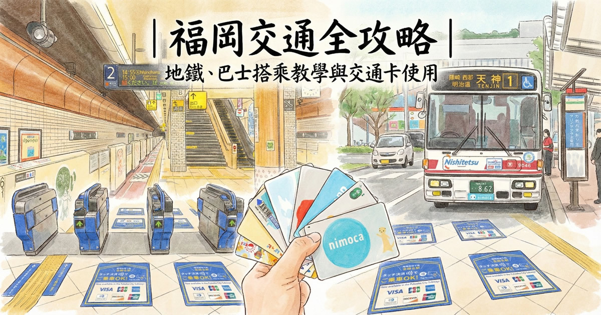福岡交通全攻略：地鐵與巴士搭乘教學、交通卡使用方法重點整理