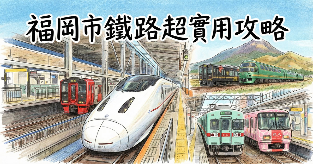 博多站到天神一帶交通示意（JR／地鐵／西鐵／新幹線）福岡交通攻略